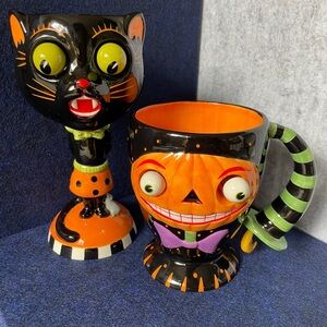 VTG 2002 Dept. 56 Googley-Eyed Halloween Cat Goblet